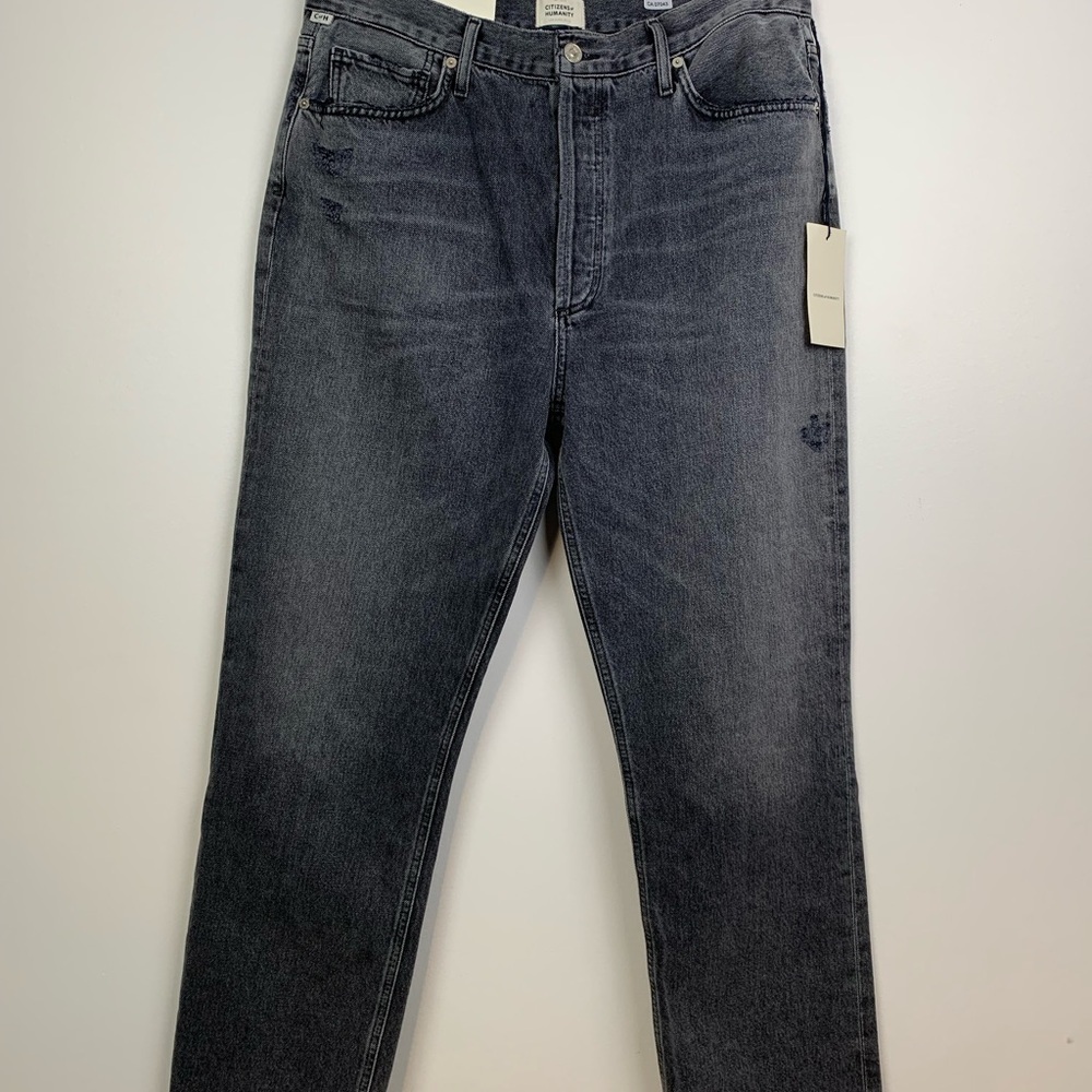NWT Citizens Of Humanity Sabine High Rise Straight Leg Jeans Sz 32 Black Coffee
